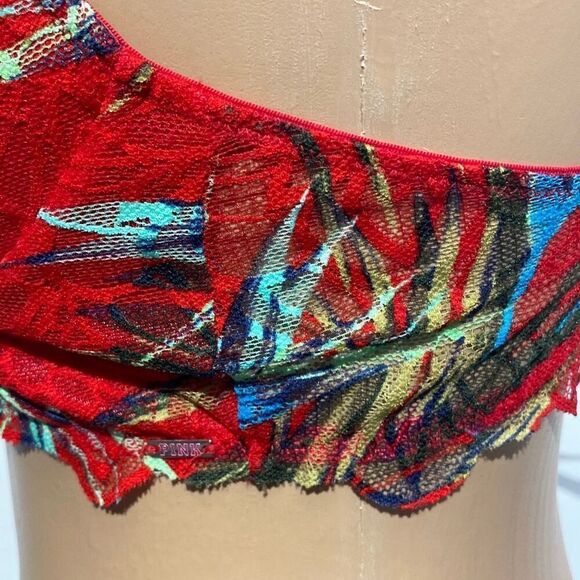 PINK Victoria's Secret Women's Red Floral Racerback Date Push Up Bra Size Small - Picture 4 of 10